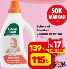BEBELAND SENSİTİVE ÇAMAŞIR DETERJANI 1,5 L fiyat ve kampanya bilgisi